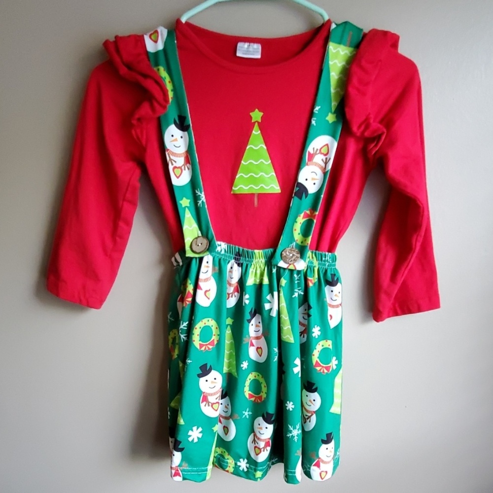 Snowman Suspender Skirt & Shirt